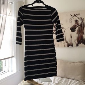 Black and white striped dress